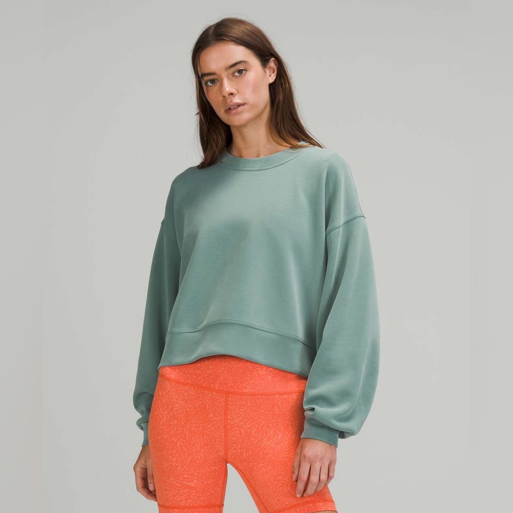 lululemon perfectly oversized cropped crew  - tidewater teal size 6